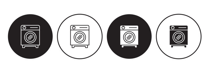 Clothes washing machine vector icon sheet. laundry washer sign. home appliance electric wash machine vector symbol on white background.
