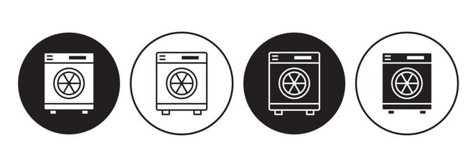 Clothes washing machine vector icon sheet. laundry washer sign. home appliance electric wash machine vector symbol on white background.
