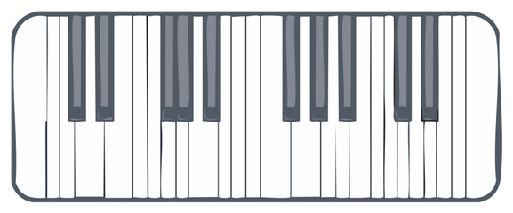 Fototapeta premium Stylized illustration of a piano keyboard with gray and white keys and a dark gray border