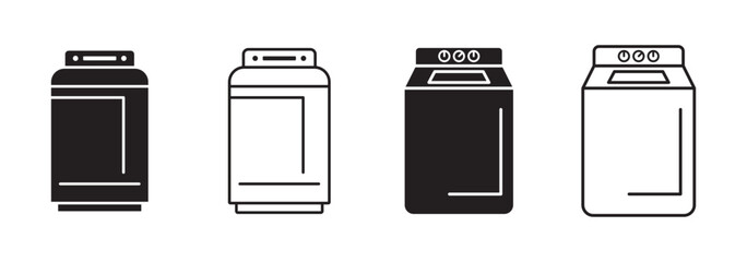 Top load washer icons simple vector set. logo sign symbol set
