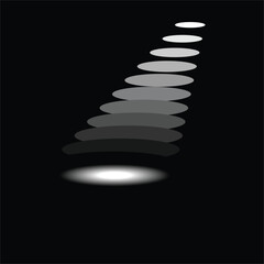 Fototapeta premium Stacked grey and white ovals forming an upward path with glow