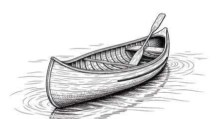 Canoe with paddle in water