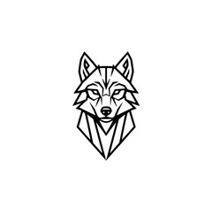 Fototapeta premium minimalist black line drawing of a wolf isolated on transparent background