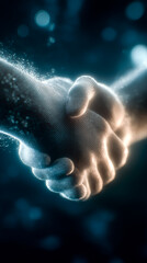 AIと人間の協働を示すサイバーハンドシェイク