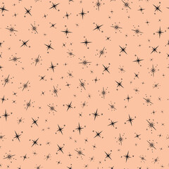Seamless peach star print. Vector pattern with stars. A template for postcards, fabrics, textiles, wallpaper, paper, packaging.