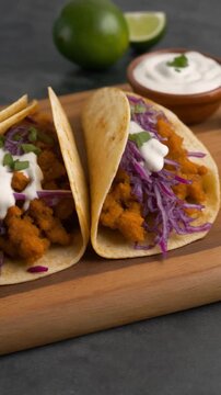 Jackfruit-Tacos mit Rotkohl und Limettensauce