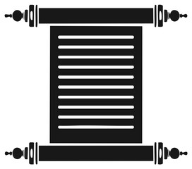 Fototapeta premium Black and White Scroll with Rollers and Finials Embodying Ancient Script and Traditional Document Icon