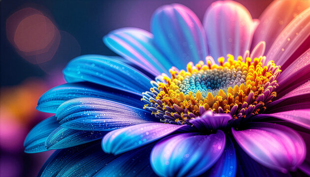 close up of purple daisy flower macro - Powered by Adobe