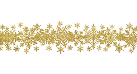 Glittering gold snowflake border on white background golden sparkle