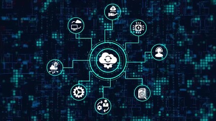 Cloud computing technology with data storage and processing, digital network connection, and modern information technology for business transformation - Powered by Adobe