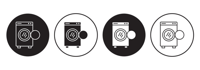 Washing machine black and white flat vector icon design with editable stroke. Washing machine symbol and glyph.