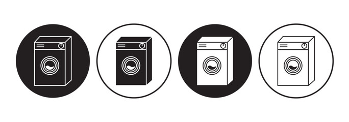 Washing machine black and white flat vector icon design with editable stroke. Washing machine symbol and glyph.