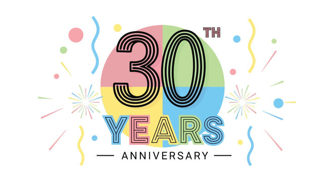 Celebrate thirtieth anniversary with colorful design element