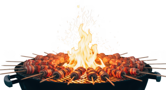Barbecue with meat on the grill