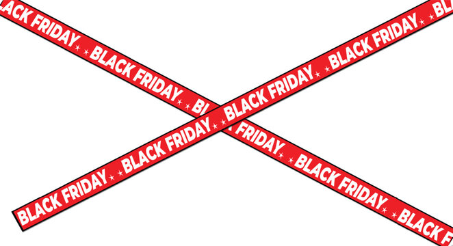 black friday red ribbon crossed banner background, modern retail promotion and discount sale design template