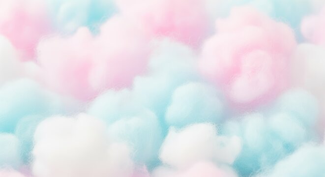 Soft pastel clouds in pink, blue, and white create a dreamy cotton candy sky. Perfect for baby shower invites, nursery decor, fantasy themes, or calming backgrounds for social media posts.