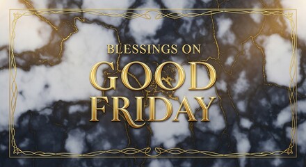 Blessings on good friday with golden text on marble background image