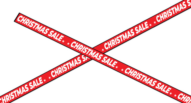 christmas sale red ribbon crossed banner background, festive holiday retail promotion and discount design template - Powered by Adobe