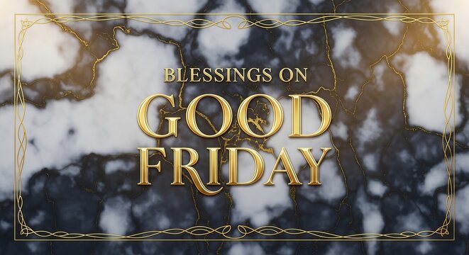 Blessings on good friday with golden text on marble background image