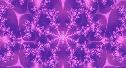 Abstract fractal symmetrical pattern in shades of purple and pink modern background concept