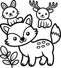 Cute Forest Friends for coloring book