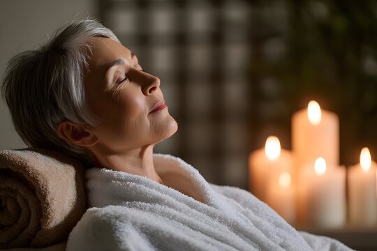 Elderly woman enjoying a calming aromatherapy session