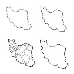 iran, contour map, vector sketch