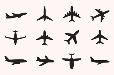 Airplane silhouette set