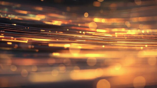 Fiber optic data streaming across network technology tunnel background