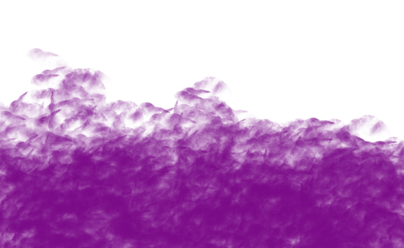 Purple smoke wisps and clouds isolated on transparent background