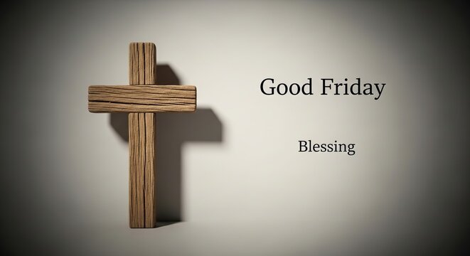 Wooden cross with good friday message for a solemn religious observance