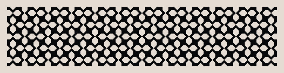 Fototapeta premium Flower shapes pattern vector background in black and white shades for wall décor, textiles, interior design, banners and more.