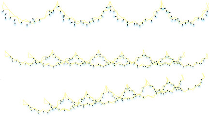  png decorative holiday garland with glowing light ribbon gold string lamp transparent background banner vector festive card celebration christmas or winter birthday