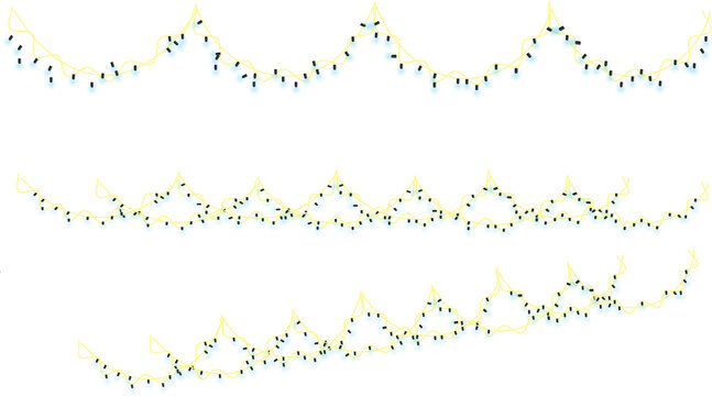  png decorative holiday garland with glowing light ribbon gold string lamp transparent background banner vector festive card celebration christmas or winter birthday