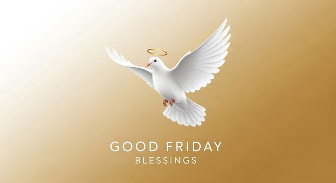 A white dove with a halo, symbolizing peace and blessings on good friday
