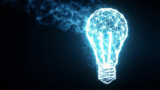 bulb lamp light business technology new idea mind digital low poly wireframe video
