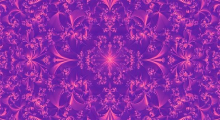 Abstract purple symmetrical pattern with floral elements for creative backgrounds