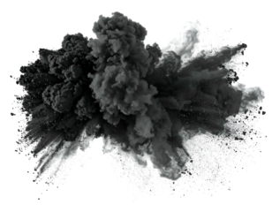 Dark, turbulent smoke billows outward from a sudden, intense explosion