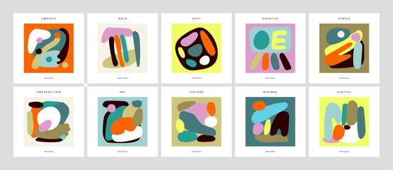Fototapeta premium Playful abstract art series with colorful organic shapes