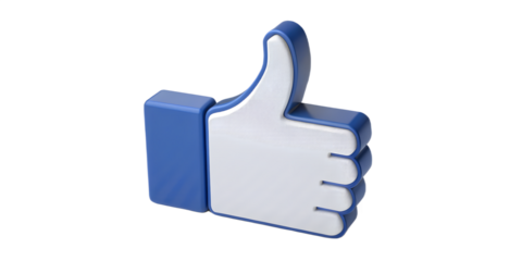 Thumbs-up 3D icon, isolated on transparent background, soft shadow depth.
