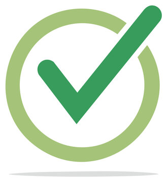 Isolated Graphic of Approval Tick within Green Circle Shape, Symbolizing Correctness, Confirmation, and Validation