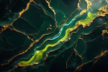 marble texture with deep emerald bright lime and gold veins, high contrast, energy-inspired