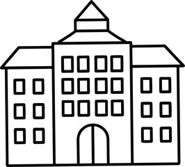 Hotel Building Minimal Line Art Vector Illustration Isolated on White Background