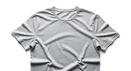 Closeup view of a heather gray tshirt, highlighting its soft texture and casual, comfortable fit on a white background