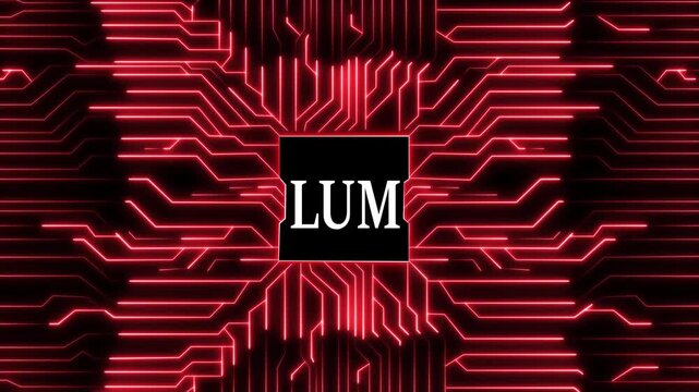 A futuristic glowing blue circuit board design with the word lum in the center, creating a hightech and modern aesthetic suitable for technology and innovation related themes