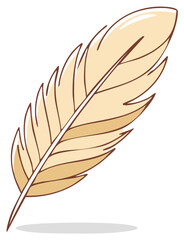 Fototapeta premium Elegant golden bird feather illustration in a simple hand drawn cartoon style