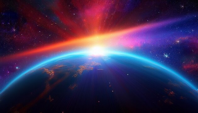 earth rising in cosmos vibrant sunrise - Powered by Adobe