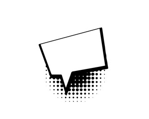 Blank comic speech bubble with halftone dots, empty talk balloon frame for text, retro pop art style dialog cloud design on white background for cartoon or graphic illustration concept.