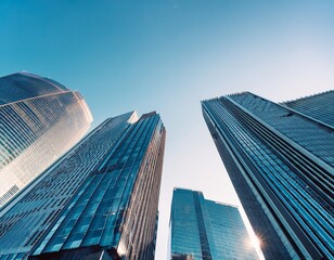 modern high rise buildings stand tall against a clear sky