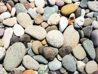natural rounded pebbles on beach in Batumi city